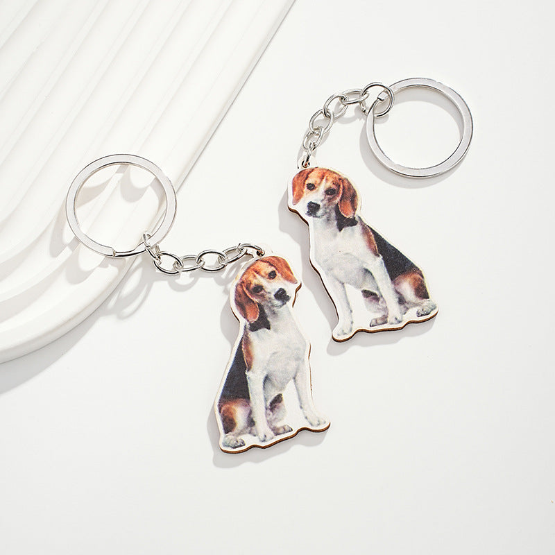 Wholesale of Wooden Cute Puppy Keychains